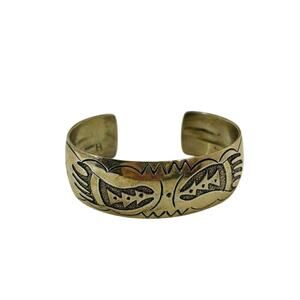 Native American Navajo Sterling Silver Bear Paws Overlay Bracelet